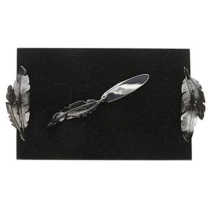 Michael Aram Black Feather Granite Cheese board /No Knife /excellent